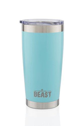 BEAST 20oz Tumbler Insulated Stainless Steel Coffee Cup with Lid, 2 Straws, Brush & Gift Box by Greens Steel (20 oz, Aquamarine Blue)