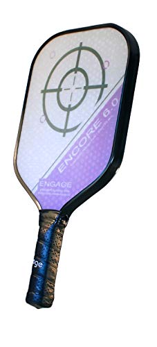 Engage Encore 6.0 Pickleball Paddle | USAPA Approved | Textured FiberTEK High Compression Fiberglass Face & ControlPRO II Polymer Core | Standard Weight 7.8 - 8.3 oz | Purple | 4 1/4” Grip