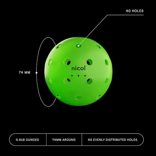 Nicol 3-Star Pickleball Balls - Long Lasting Outdoor Weatherproof Balls - Tournament and Competition Ready - 4 Pack of Regulation Balls
