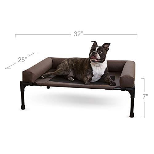 K&H Pet Products Original Bolster Pet Cot Elevated Pet Bed, Chocolate/Mesh,  Medium