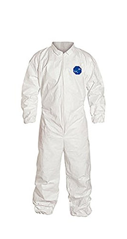 DuPont Tyvek 400 TY125S Disposable Protective Coverall with Elastic Cuffs, White, Large (Pack of 25)