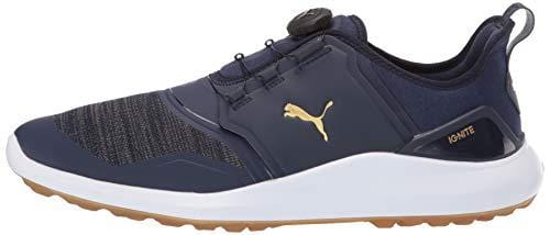 Puma Golf Men's Ignite Nxt Disc Golf Shoe Peacoat Team Gold-Puma White, 13 M US
