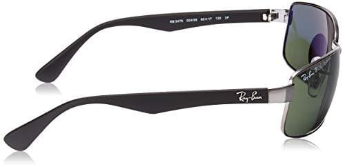 Ray-Ban Men's Rb3478 Polarized Rectangular Sunglasses, Gunmetal, 59.8 mm