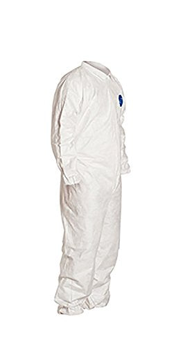 DuPont Tyvek 400 TY125S Disposable Protective Coverall with Elastic Cuffs, White, Large (Pack of 25)