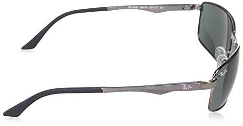 Ray-Ban 0RB3498 004/71 Rectangular Sunglasses,Gunmetal Frame/Green Lens,61 mm