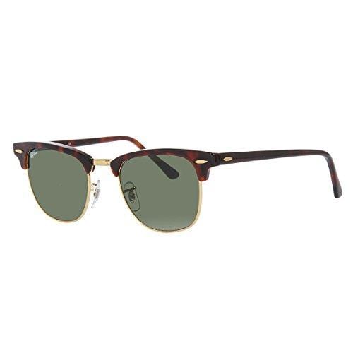 Ray-Ban CLUBMASTER - MOCK TORTOISE/ ARISTA Frame CRYSTAL GREEN Lenses 49mm Non-Polarized