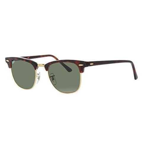 Ray-Ban CLUBMASTER - MOCK TORTOISE/ ARISTA Frame CRYSTAL GREEN Lenses 49mm Non-Polarized