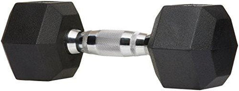 AmazonBasics Rubber Encased Hex Dumbbell Weight - 14.4 x 6.7 x 5.9 Inches, 50 Pounds
