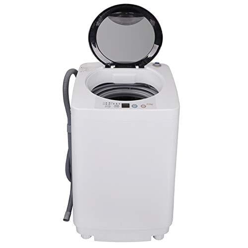 SUPER DEAL Upgraded Portable Full-Automatic Washing Machine Spacious Load Compact Washer - Built-in Drain Pump and Long Hose (Pro)