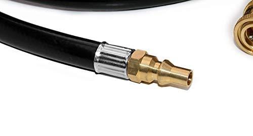 DOZYANT 12 feet Low Pressure Propane Quick-Connect Hose, RV Quick Connect Propane Hose, Quick Disconnect Propane Hose Extension - 1/4" Safety Shutoff Valve & Male Full Flow Plug for RVs