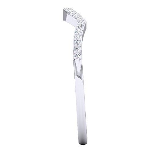 Dazzlingrock Collection 0.12 Carat (ctw) 10K Round Diamond Wedding Stackable Band Contour Guard Ring, White Gold, Size 7