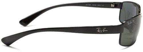 Ray-Ban Men's Rb3364 Polarized Rectangular Sunglasses, Black, 61.7 mm
