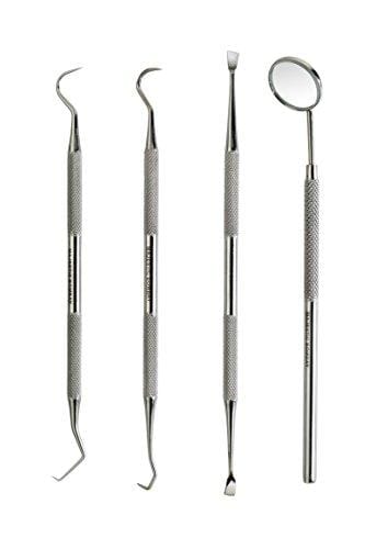 Dental Hygiene Tool Set - Stainless Steel Dental Tooth Pick, Mouth Mirror,Tarter Scraper and Plaque Remover - Dental Tool Kit Is Ideal for Personal Use & Pet Friendly-free Protective Case