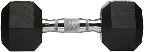 AmazonBasics Rubber Encased Hex Dumbbell Weight - 14.4 x 6.7 x 5.9 Inches, 50 Pounds