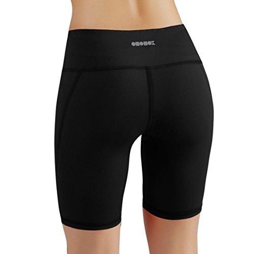 ODODOS Power Flex Yoga Short Tummy Control Workout Running Athletic Non See-Through Yoga Shorts with Hidden Pocket,Black,Medium