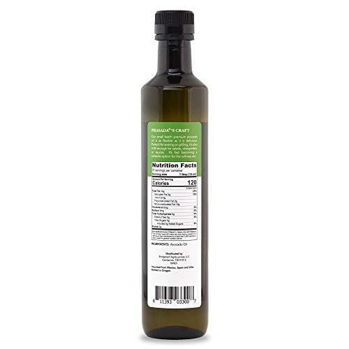 Prasada 100% Pure Avocado Oil 16.9oz (500ml) -Refined, Cold Pressed, BPA-Free Food-Grade Plastic Bottle | Excellent for Frying, Sautéing, Salads and Cosmetic Uses
