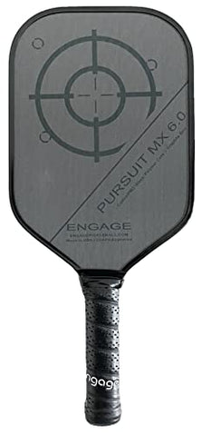 Engage Pursuit MX 6.0 Graphite Pickleball Paddle – Rough Texture for Long Lasting Spin – Responsive Core for Control and Feel – Standard Grip, Standard Weight (8.0-8.4 oz) - USAP Approved