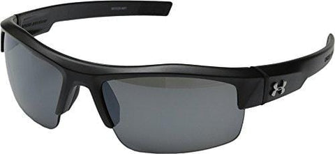 Under Armour Igniter Multiflection Rectangular Sunglasses, Satin Black Frame/Gray Lens, one size