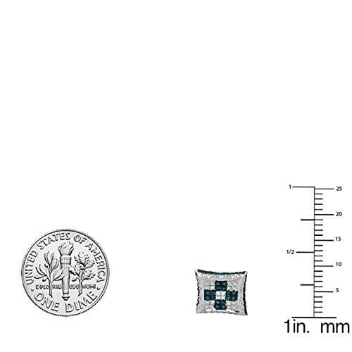 Dazzlingrock Collection 0.10 Carat (Ctw) Blue & White Diamond Chess Setting Kite Shape Stud Earrings 1/10 CT, Sterling Silver