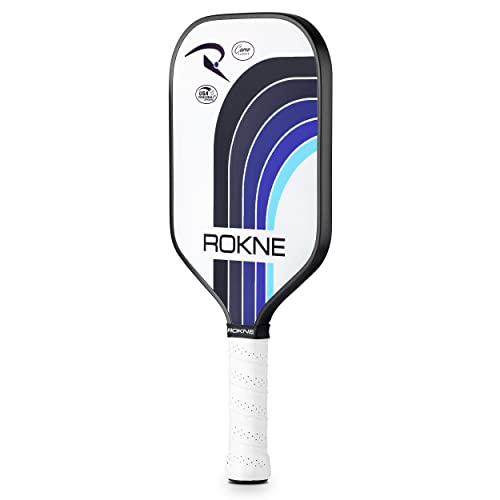 ROKNE Curve Classic Pickleball Paddle | USAPA Approved | Soft Touch, Max Spin | Textured Fiberglass Racket Surface, Polypropylene Honeycomb Core, Composite Handle, Cushion Comfort Racquet Grip | Black