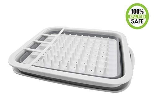 SPENING Collapsible Dish Drying Rack - Dish Drainer Drainboard Set for Small Kitchen Camper RV Caravan Travel Trailer