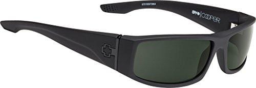 Spy Optic Men Cooper Rectangular, Soft Matte Black/Happy Gray/Green Polar, 56 mm