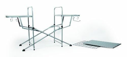 Camco Deluxe Folding Grill Table, Great for Picnics, Tailgating, Camping, RVing and Backyards; Quick Set-up and Folds Down to Only 6 Inches Tall for Convenient Storage (57293)