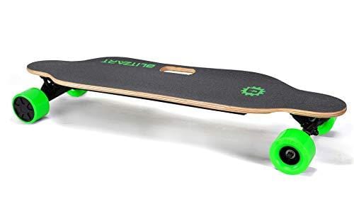 BLITZART Tornado Electric Skateobard Longboard E-Skateboard Motorized Electronic Hub-Motor, 3.5" Wheels, Green