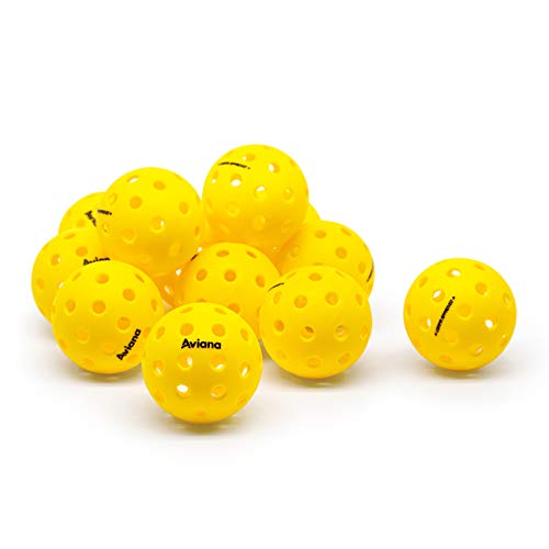 Pickleball Ball Set | Professional USAPA Approved for Sanctioned Tournament Play | 40 Holes & Specifically Designed for Outdoor Courts | Yellow, 6 or 12 Balls Pack (Yellow 12 Balls Pack)