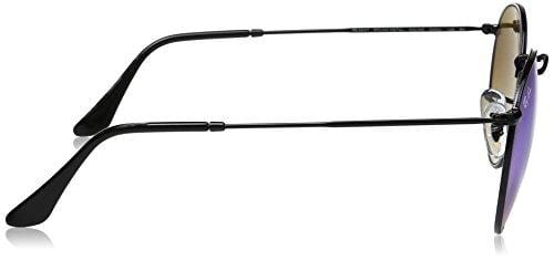 Ray-Ban Round Metal Sunglasses,53mm,Shiny Black/Mirror Gradient Blue