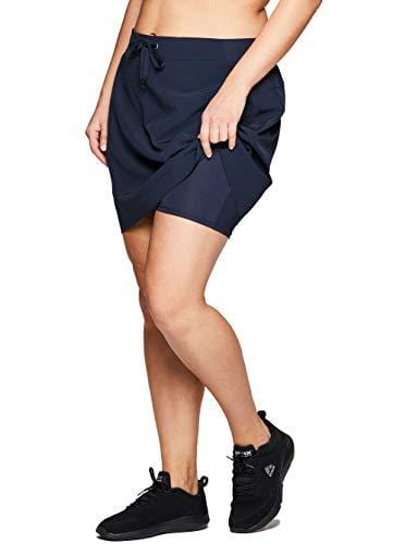 RBX Active Women's Plus Size Woven Drawstring Skort w/Inner Bike Short Navy 2X