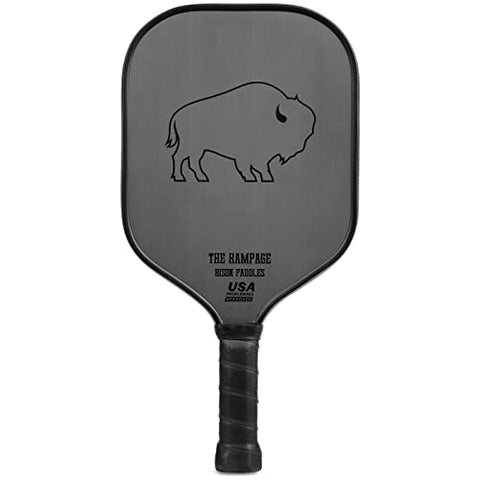 Bison Paddles: Carbon Fiber Pickleball Paddle - Raw Toray T700 Surface Provides Maximum Ball Spin | Elongated or Widened Pickleball Racket Shapes Available - Neoprene Cover Included