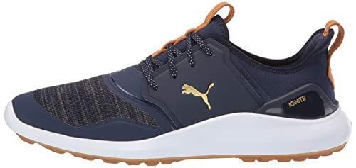 Puma Golf Men's Ignite Nxt Lace Golf Shoe, Peacoat Team Gold-Puma White, 7 M US