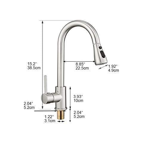 Hoimpro Commercial High-Arc Single Handle Kitchen Sink Faucet With Pull Out Sprayer, Modern Rv kitchen Faucet With Pull Down Sprayer, 3 Function Touch Water Faucet, Brass/Brushed Nickel(1 or 3 Hole)