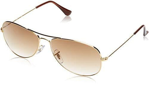 Ray-Ban Cockpit Rectangular Sunglasses, Gold Frame, 59 mm