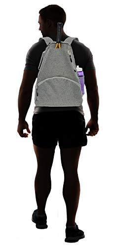 LISH Men's Court Advantage Tennis Backpack - Racket Holder Equipment Bag for Tennis, Racquetball, Squash (Grey)