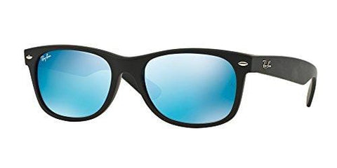 Ray_Ban New Wayfarer Sunglasses (Matte Black w/Blue Mirror Lens 55mm)