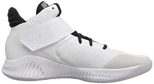 adidas Men's Explosive Bounce 2018 Basketball Shoe, White/Black/Light Solid Grey, 10.5 M US