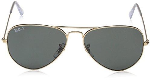 Ray-Ban RB3025 Aviator Large Metal Sunglasses 58 mm, Polarized, Arista Gold/Polarized Crystal Green