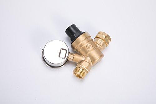 Esright Brass Water Pressure Regulator 3/4 Lead-Free with Gauge for RV Camper Adjustable Water Pressure Regulator,Build-in Oil (NH Threads)