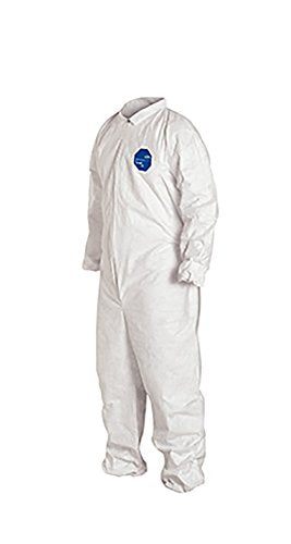 DuPont Tyvek 400 TY125S Disposable Protective Coverall with Elastic Cuffs, White, Large (Pack of 25)