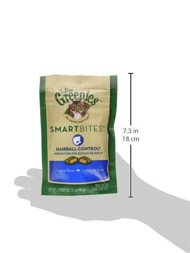 FELINE GREENIES SMARTBITES Hairball Control Natural Treats for Cats Tuna Flavor 2.1 oz.
