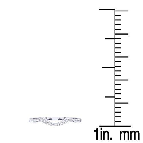 Dazzlingrock Collection 0.12 Carat (ctw) 10K Round Diamond Wedding Stackable Band Contour Guard Ring, White Gold, Size 7