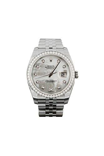 Rolex Datejust 36mm Mother Of Pearl Dial Diamond Bezel Steel Ladies Watch 116244
