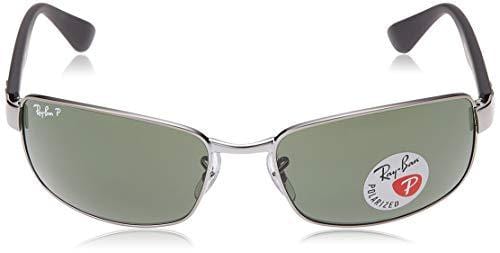 Ray-Ban Men's Rb3478 Polarized Rectangular Sunglasses, Gunmetal, 59.8 mm