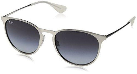 Ray-Ban Erika Metal Round Sunglasses, BRUSCHED SILVER, 54 mm