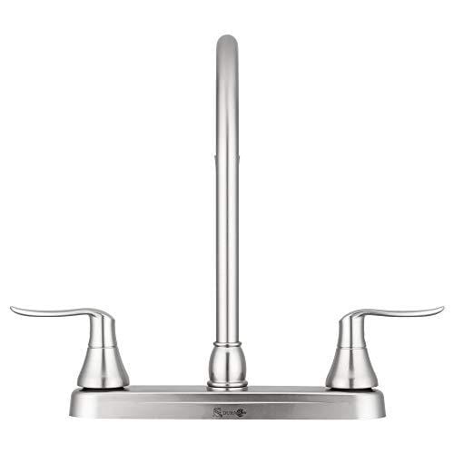 Dura Faucet Elegant J-Spout RV Kitchen Faucet - Brushed Satin Nickel - for Motorhomes, 5th Wheels, Trailers, and Campers - New 2019 Model