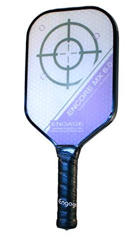 Engage Encore MX 6.0 Pickleball Paddle | USAPA Approved | Textured FiberTEK High Compression Fiberglass Face & ControlPRO II Polymer Core | LITE Weight 7.5 - 7.8 oz | Purple | 4 1/4” Grip
