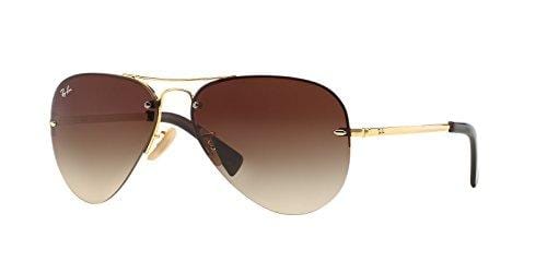 Ray-Ban RB3449 Aviator Sunglasses 59 mm (Gold Metal Frame/Brown Gradient Lens, Brown Gradient)