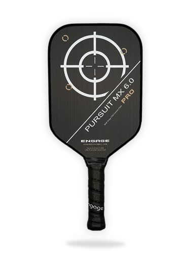 Engage Pursuit Pro MX 6.0 Pickleball Paddle – Elongated Shape, Raw T700 Toray Carbon Fiber Face, 16mm Control Pro “Black” Core, Vortex Barrier Edge Technology Limits Vibration – Standard Weight